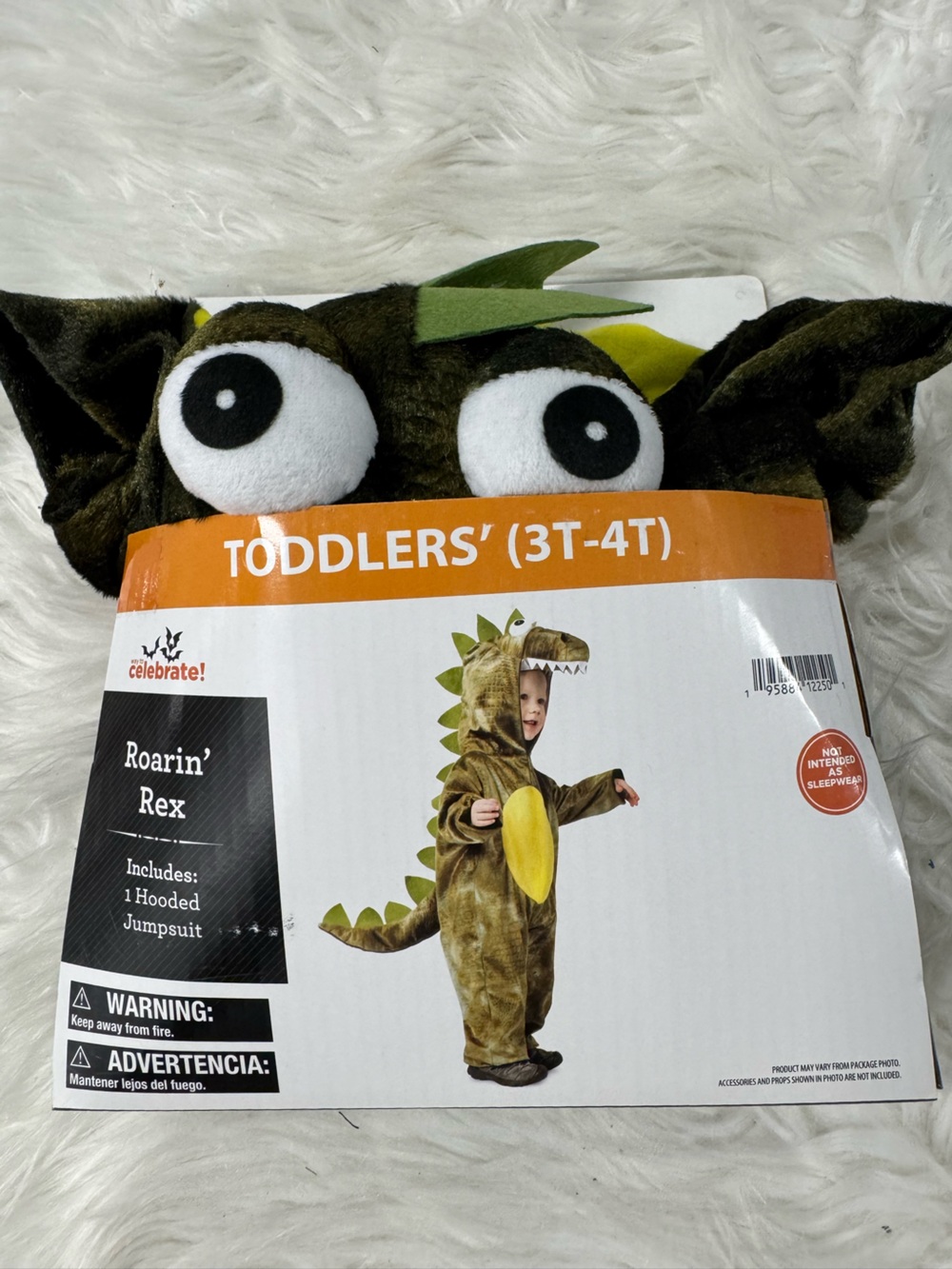 Roarin’ Rex Toddler Green Dinosaur Costume with Yellow Belly 3T-4T Halloween - Picture 2 of 6
